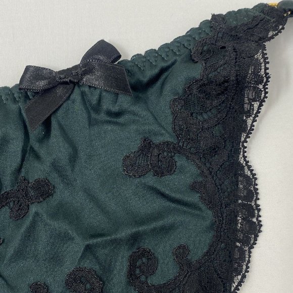 Agent Provocateur Molly Dark Green Silk Thong AP3 Medium NWT - Picture 7 of 8
